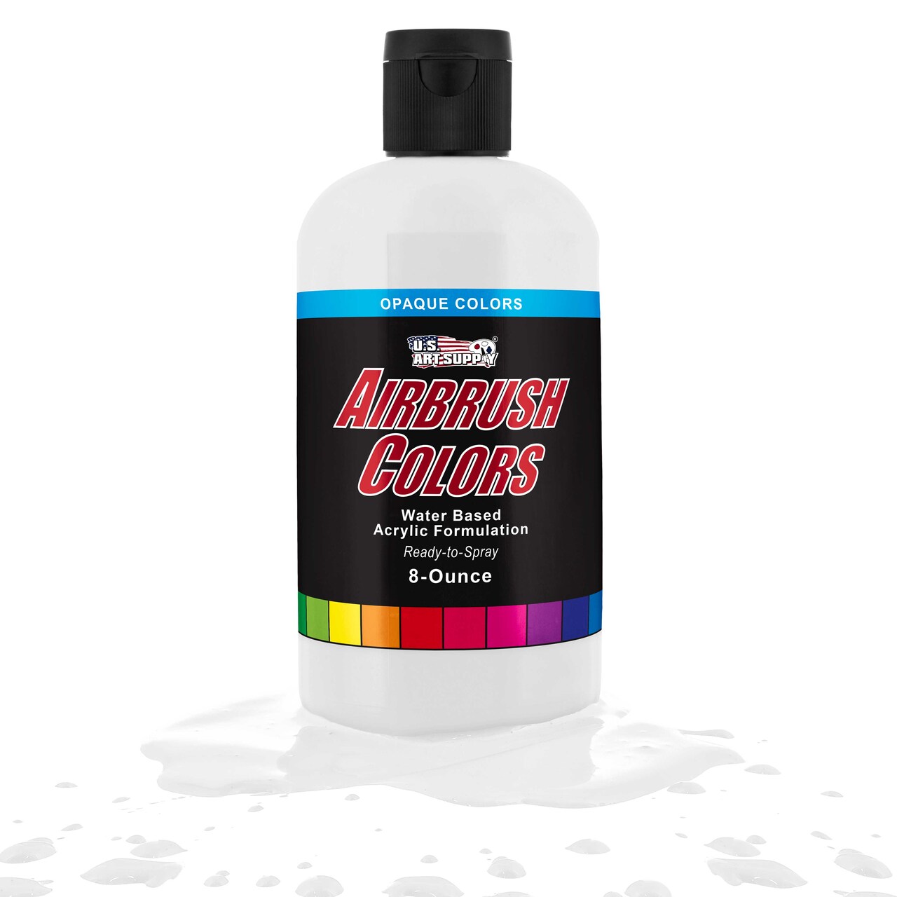 U.S. Art Supply Opaque White Acrylic Special Effects Airbrush Paint - 8oz Ready to Spray Air Brush Paint for Nails, Models, Fabric - Water-Based Air Brush Painting